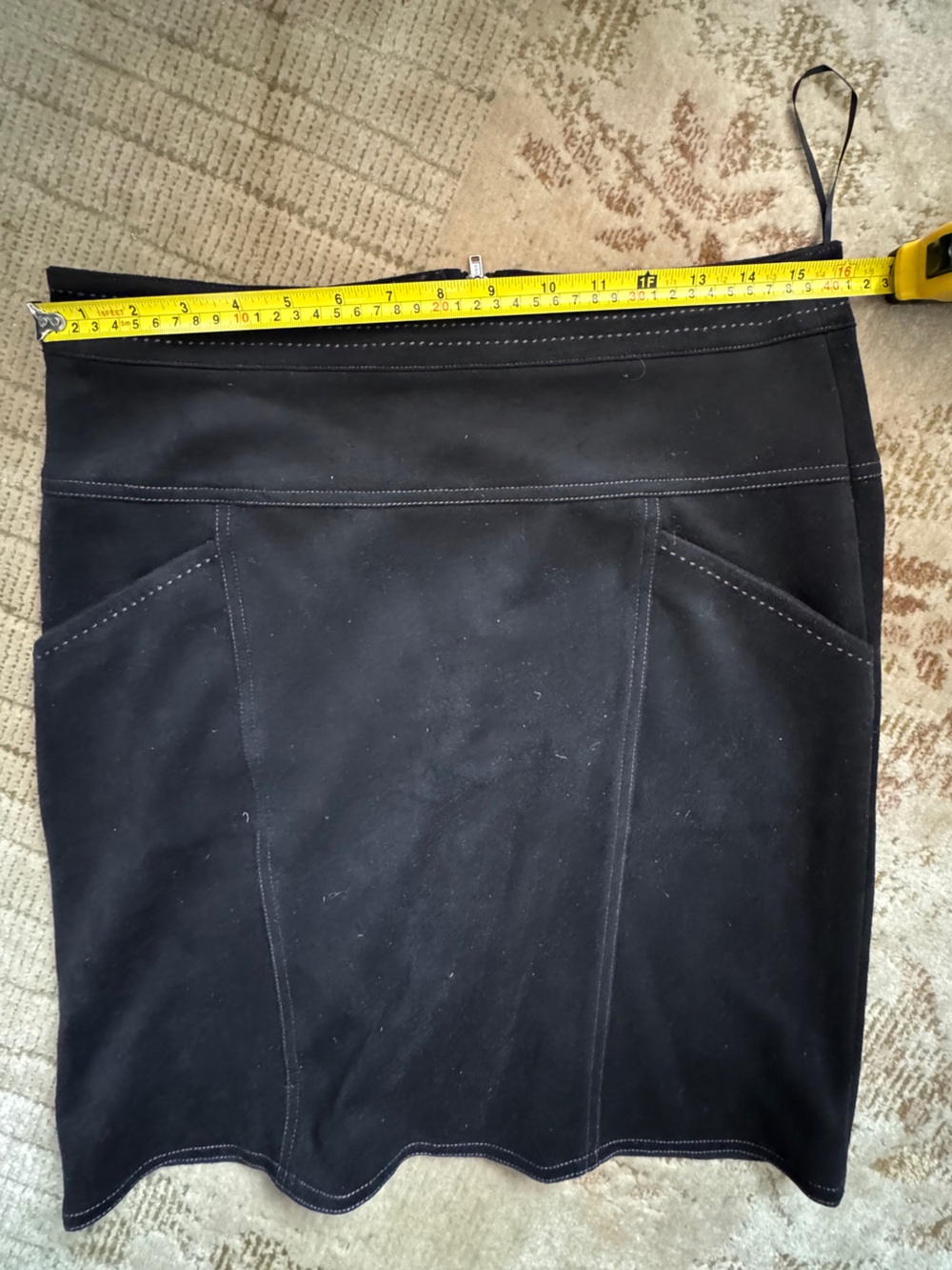 J. McLaughlin Black Suede Stretch Skirt with Contrast Stitching - Picture 7 of 10